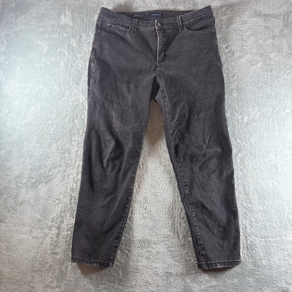 Charter Club Bristol Skinny Ankle‎ Jeans Womens 16 Black Faded Denim High Rise